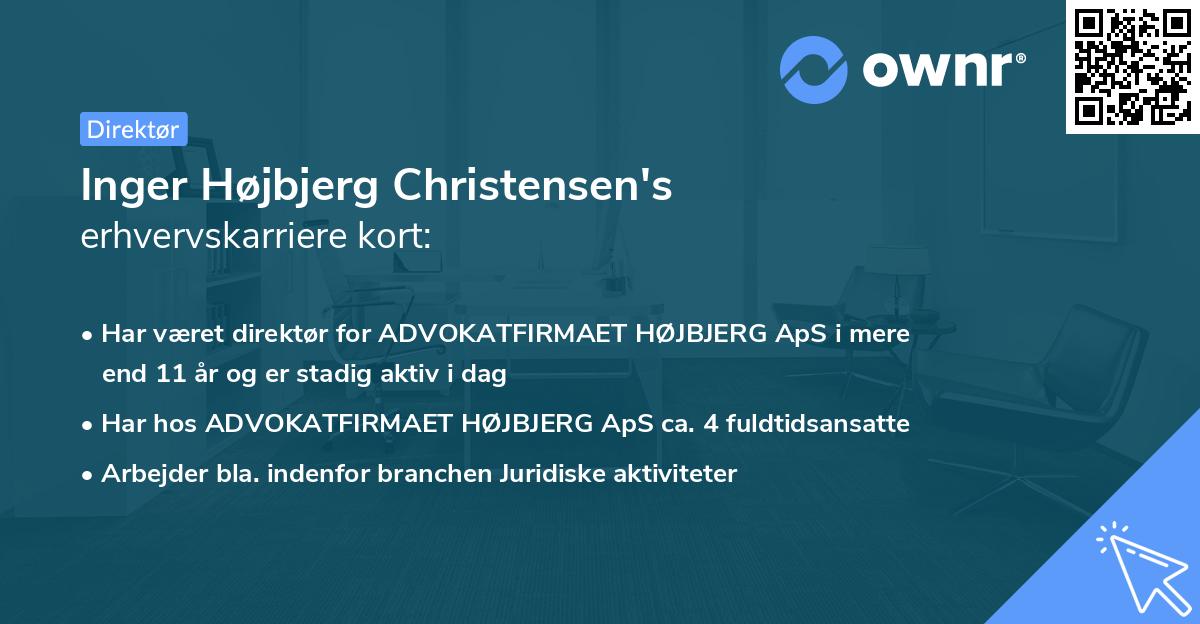 Inger Højbjerg Christensen's erhvervskarriere kort