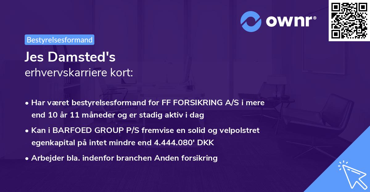 Jes Damsted's erhvervskarriere kort