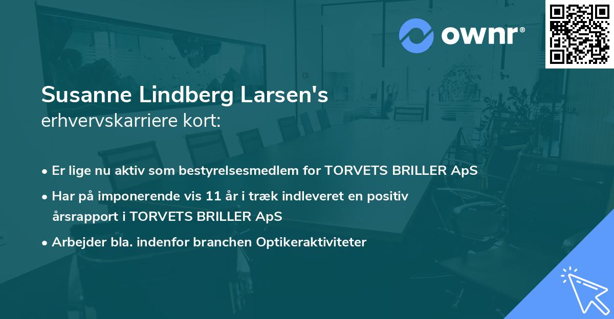 Susanne Lindberg Larsen's erhvervskarriere kort