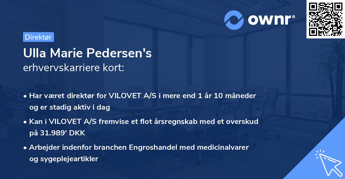 Ulla Marie Pedersen's erhvervskarriere kort