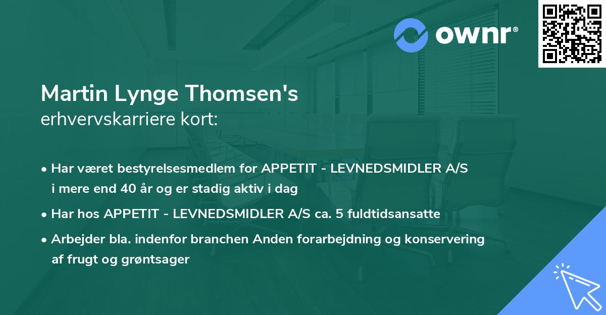 Martin Lynge Thomsen's erhvervskarriere kort