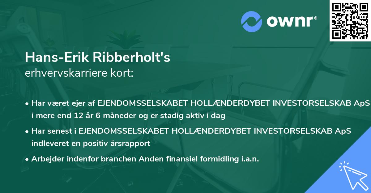 Hans-Erik Ribberholt's erhvervskarriere kort