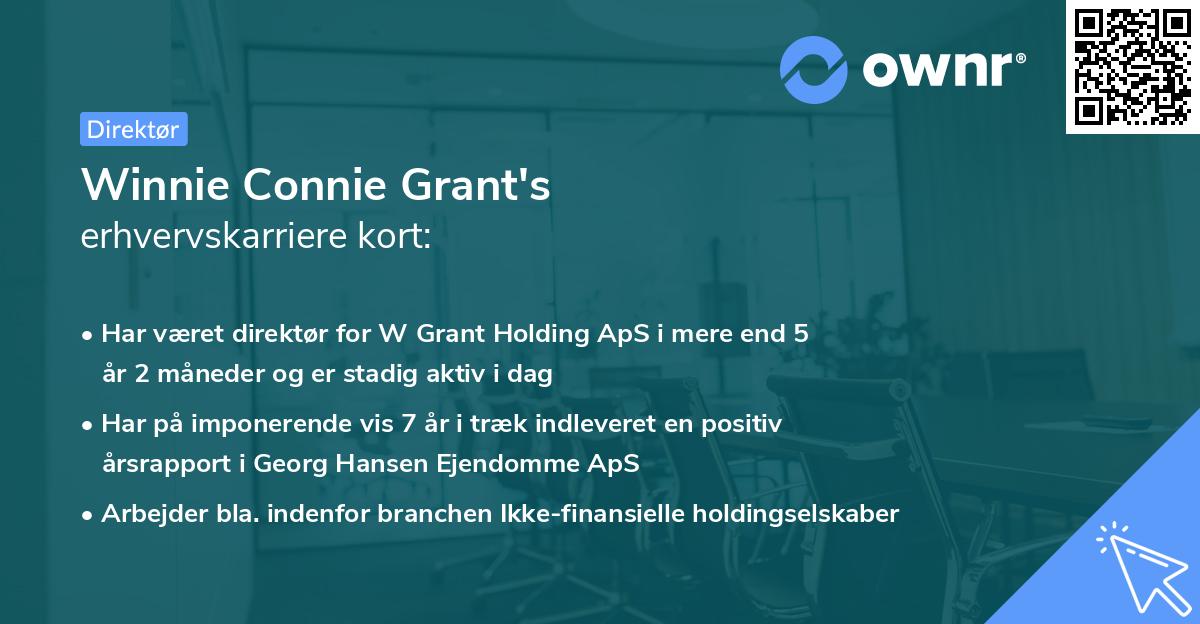 Winnie Connie Grant's erhvervskarriere kort