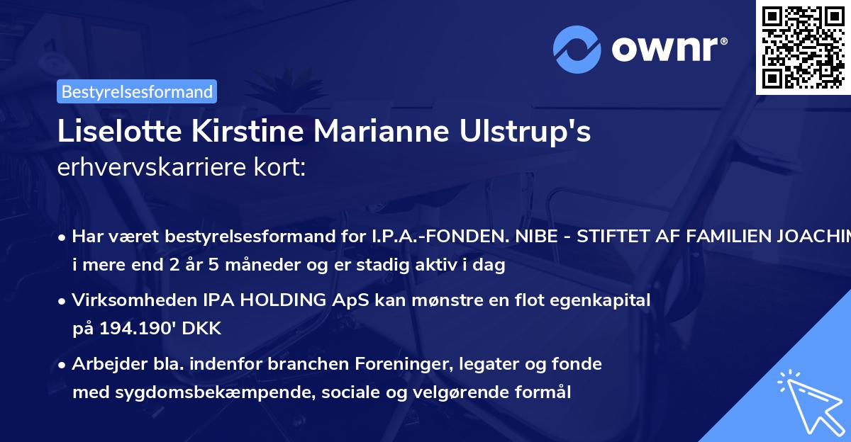 Liselotte Kirstine Marianne Ulstrup's erhvervskarriere kort