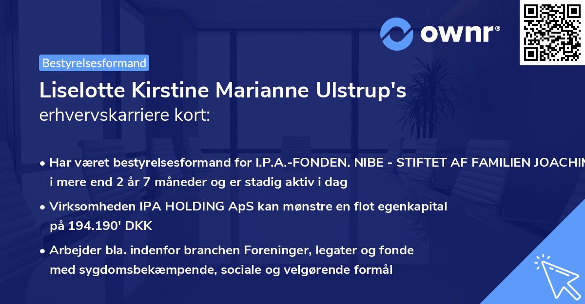 Liselotte Kirstine Marianne Ulstrup's erhvervskarriere kort