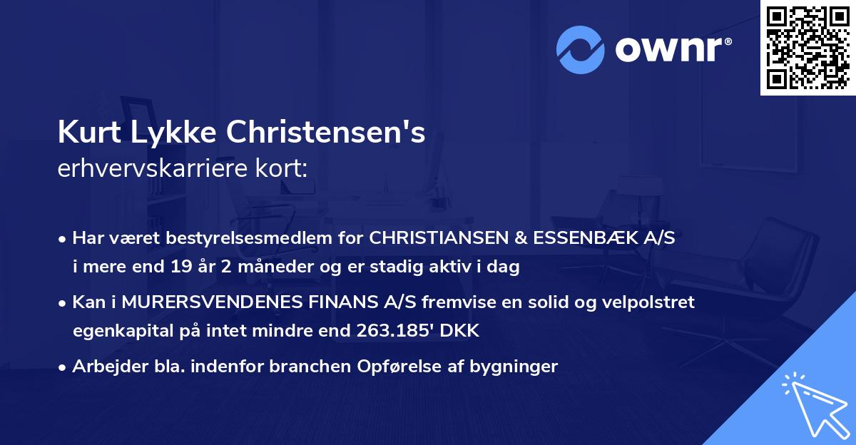 Kurt Lykke Christensen's erhvervskarriere kort