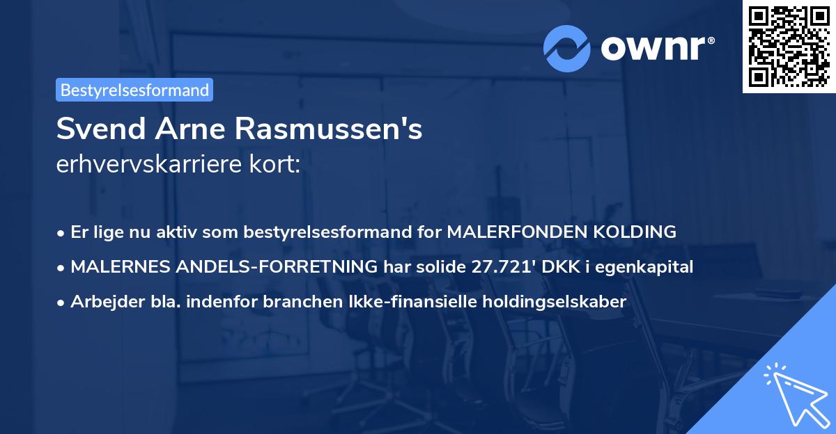 Svend Arne Rasmussen's erhvervskarriere kort