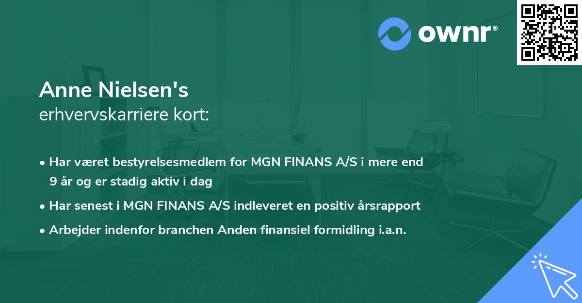 Anne Nielsen's erhvervskarriere kort