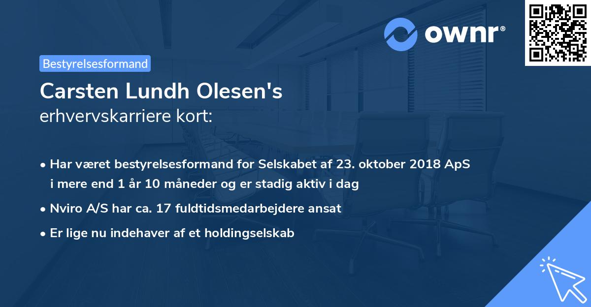 Carsten Lundh Olesen's erhvervskarriere kort