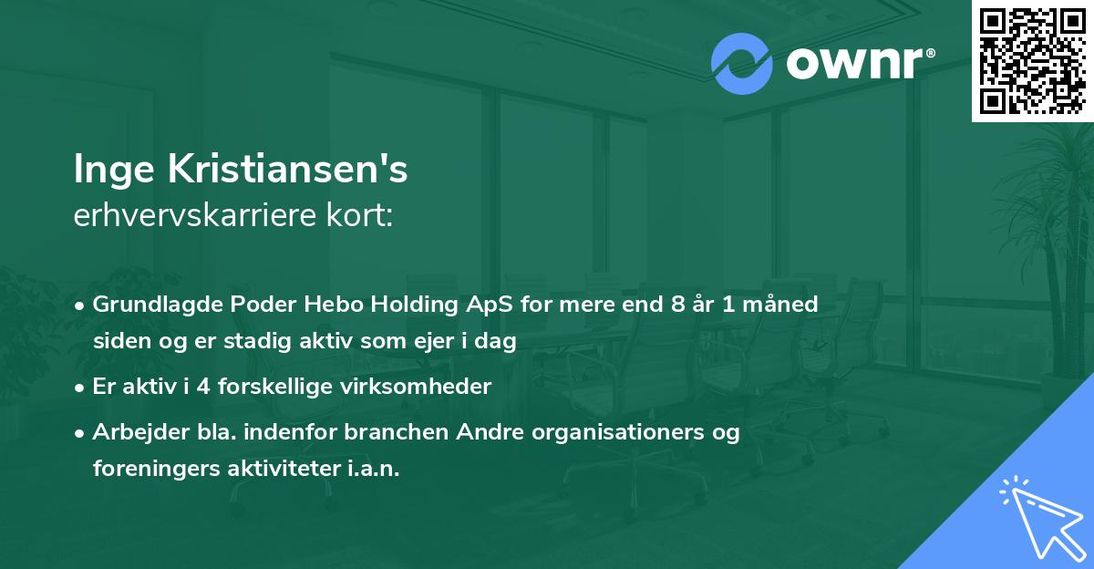 Inge Kristiansen's erhvervskarriere kort