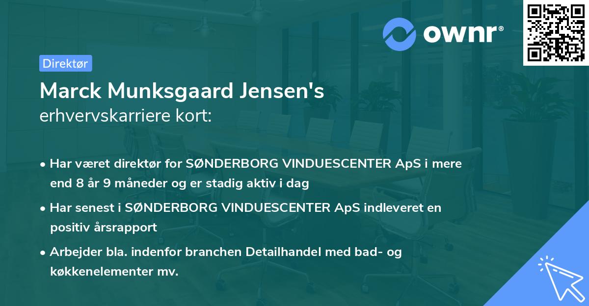 Marck Munksgaard Jensen's erhvervskarriere kort