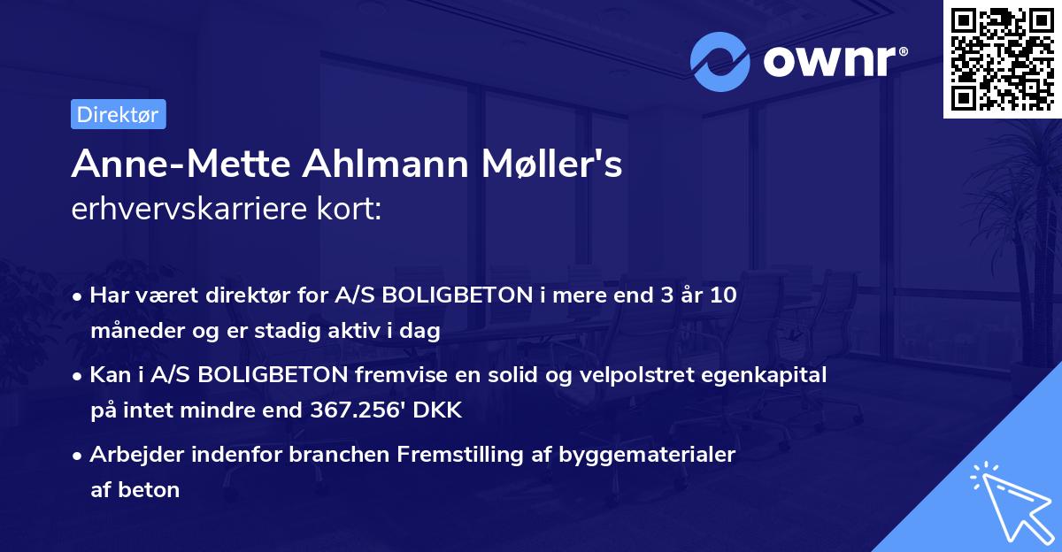 Anne-Mette Ahlmann Møller's erhvervskarriere kort
