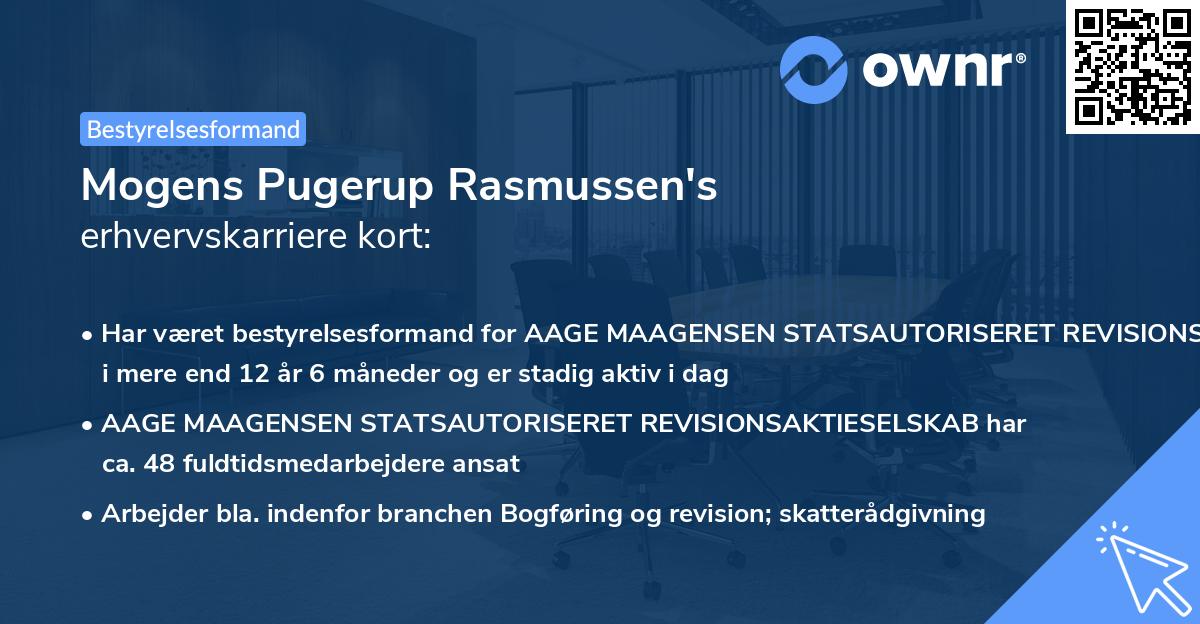 Mogens Pugerup Rasmussen's erhvervskarriere kort