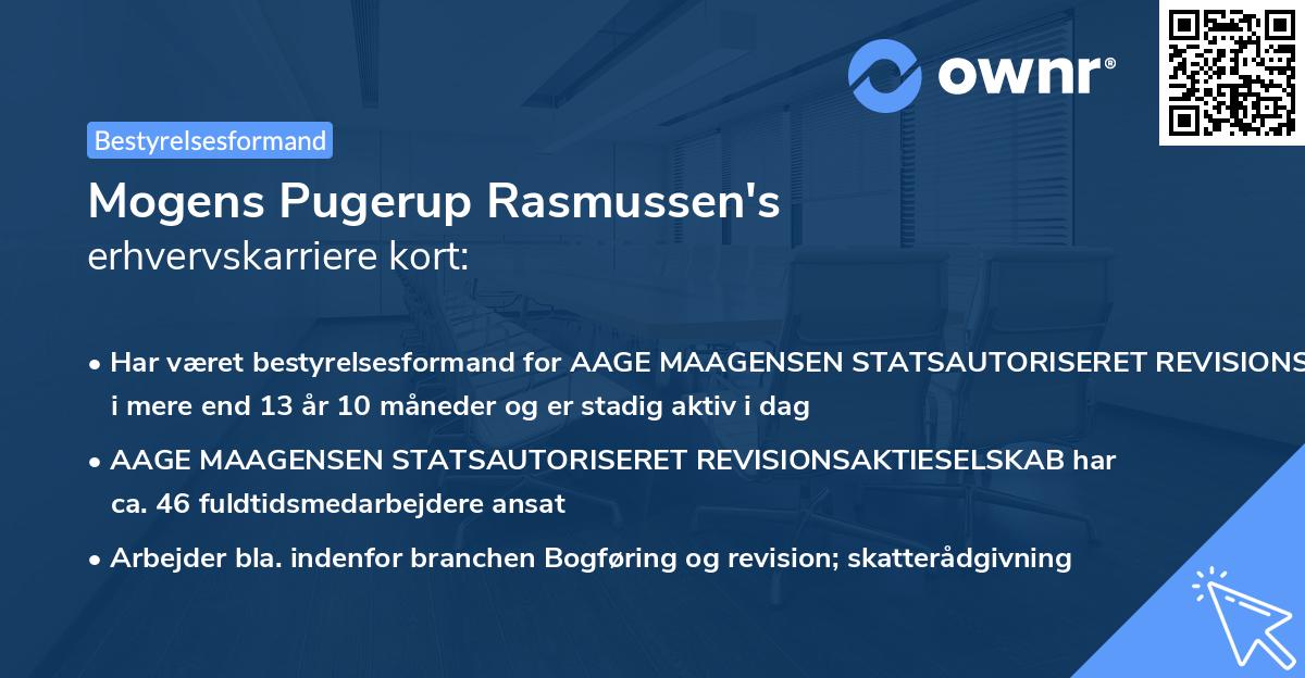 Mogens Pugerup Rasmussen's erhvervskarriere kort