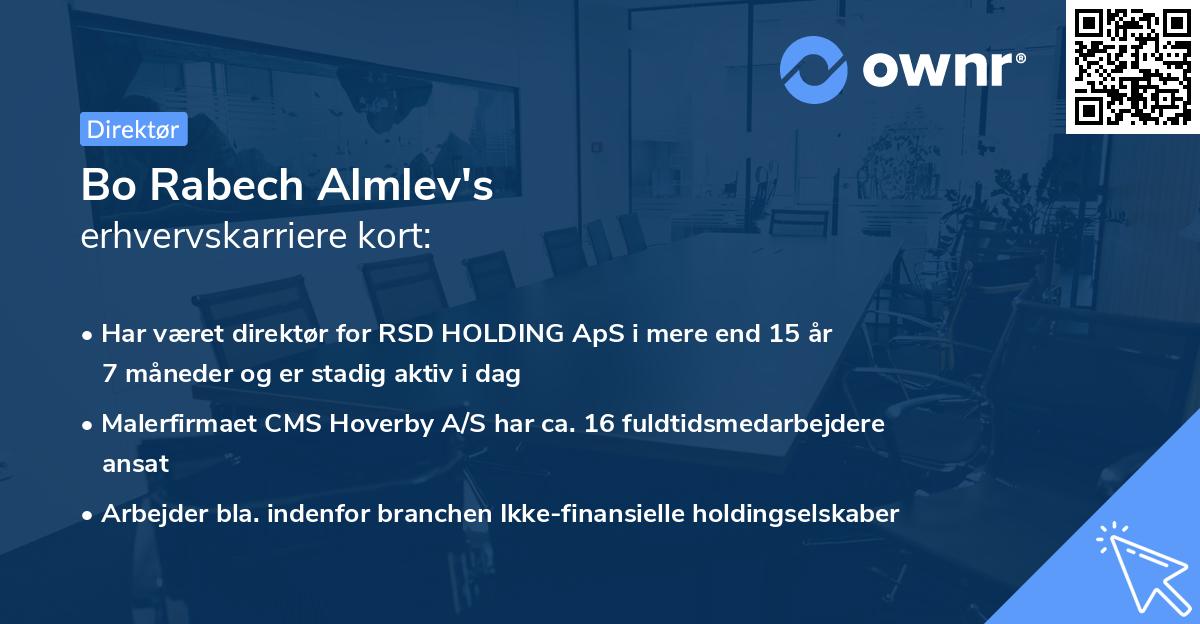 Bo Rabech Almlev's erhvervskarriere kort