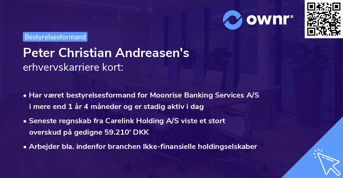 Peter Christian Andreasen's erhvervskarriere kort