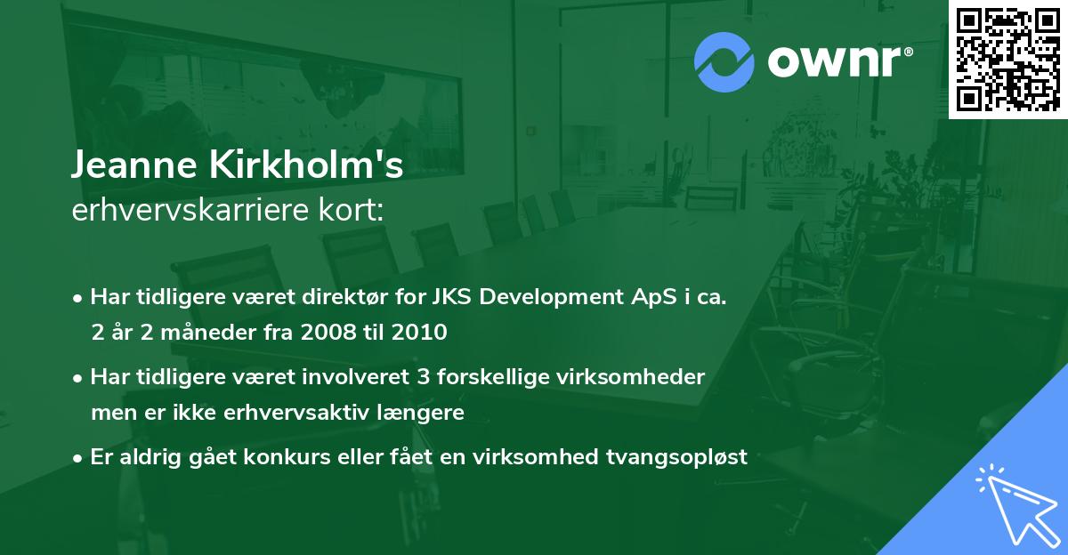 Jeanne Kirkholm's erhvervskarriere kort