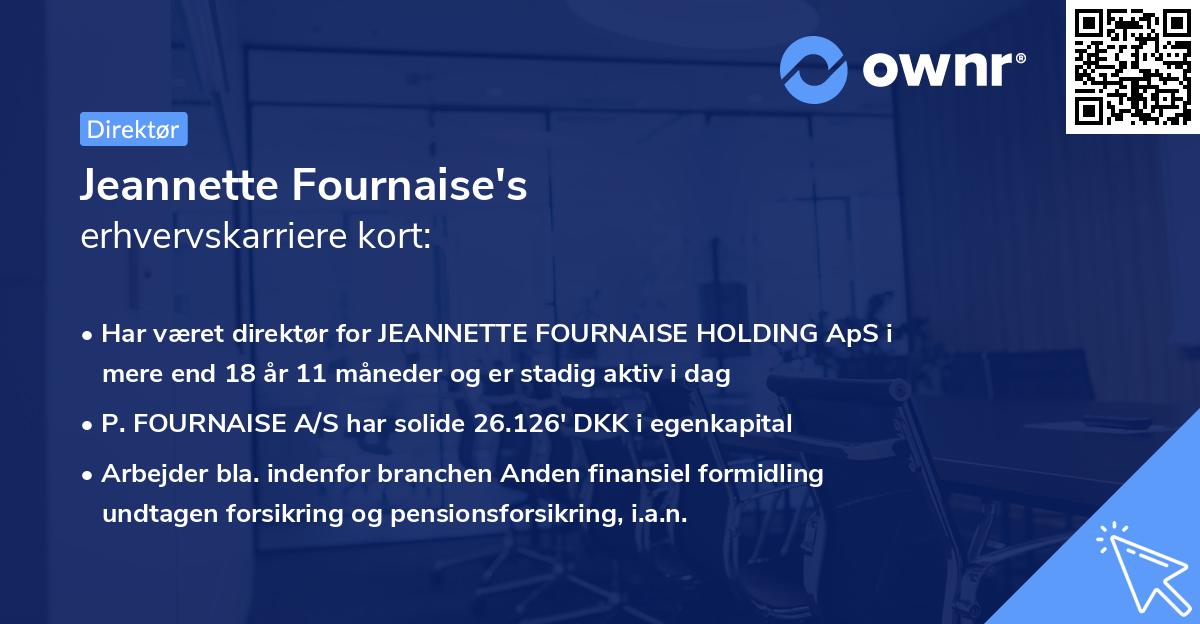 Jeannette Fournaise's erhvervskarriere kort