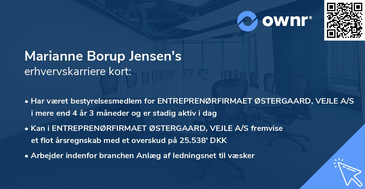 Marianne Borup Jensen's erhvervskarriere kort