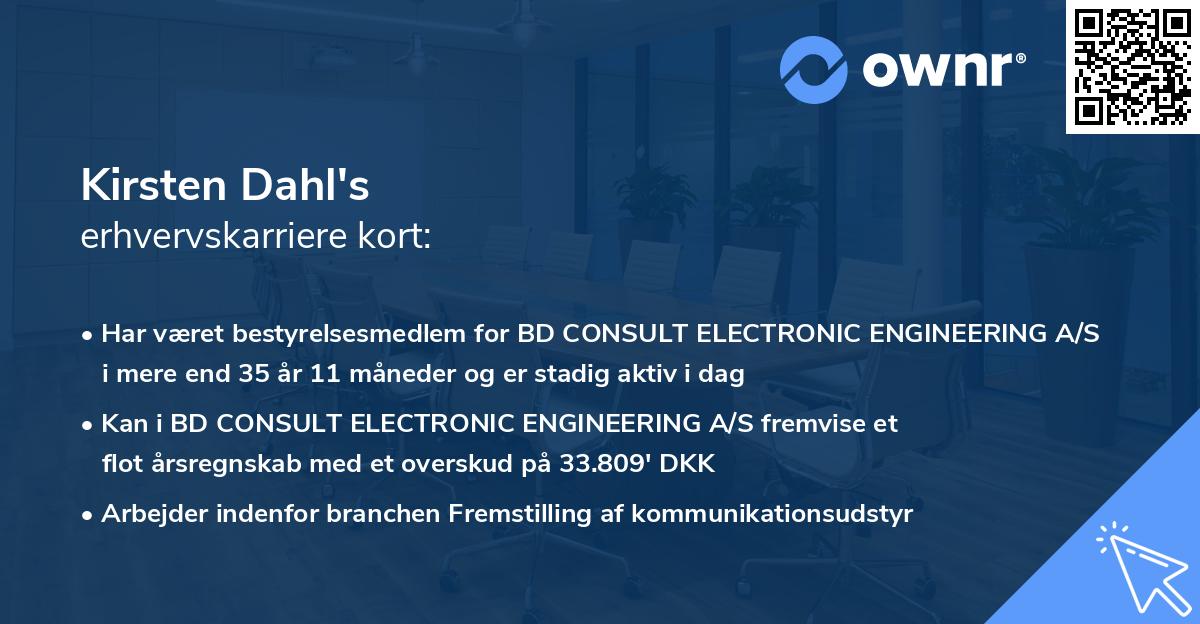 Kirsten Dahl's erhvervskarriere kort