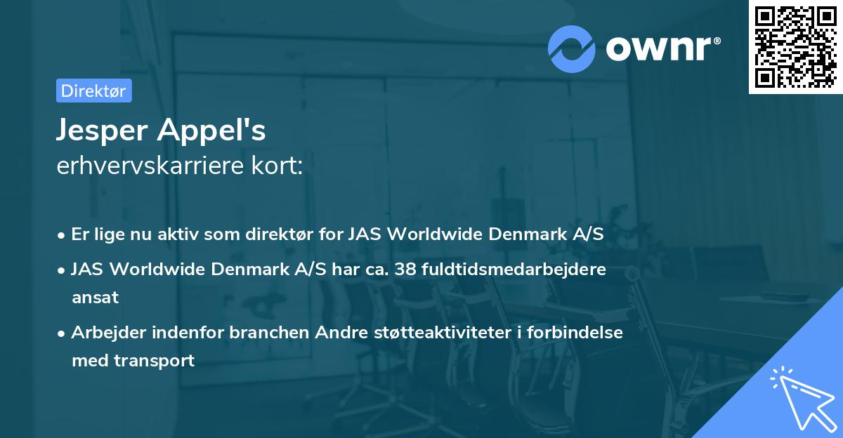 Jesper Appel's erhvervskarriere kort