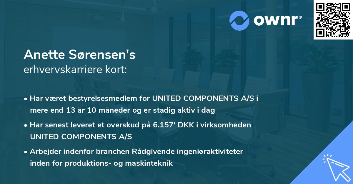 Anette Sørensen's erhvervskarriere kort