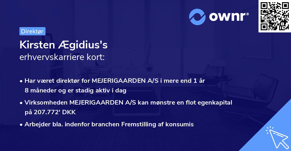 Kirsten Ægidius's erhvervskarriere kort