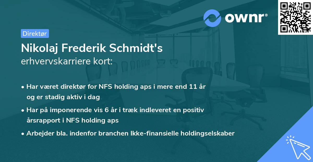 Nikolaj Frederik Schmidt's erhvervskarriere kort