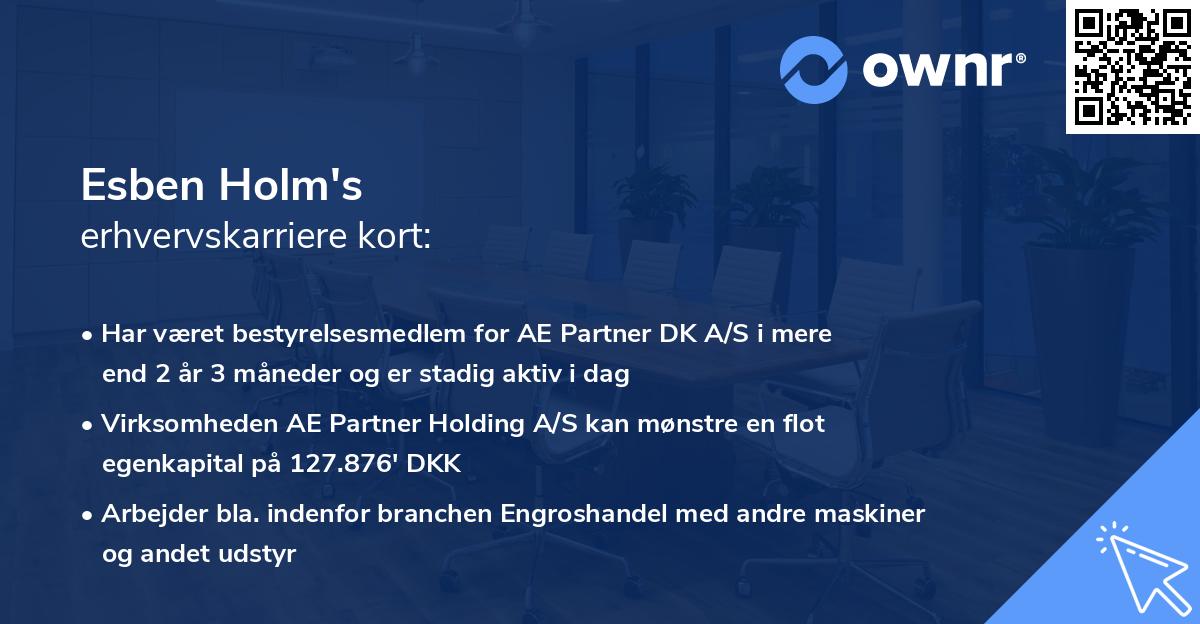 Esben Holm's erhvervskarriere kort