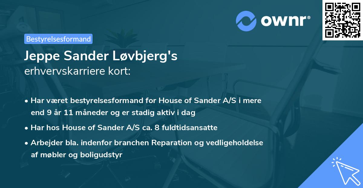 Jeppe Sander Løvbjerg's erhvervskarriere kort