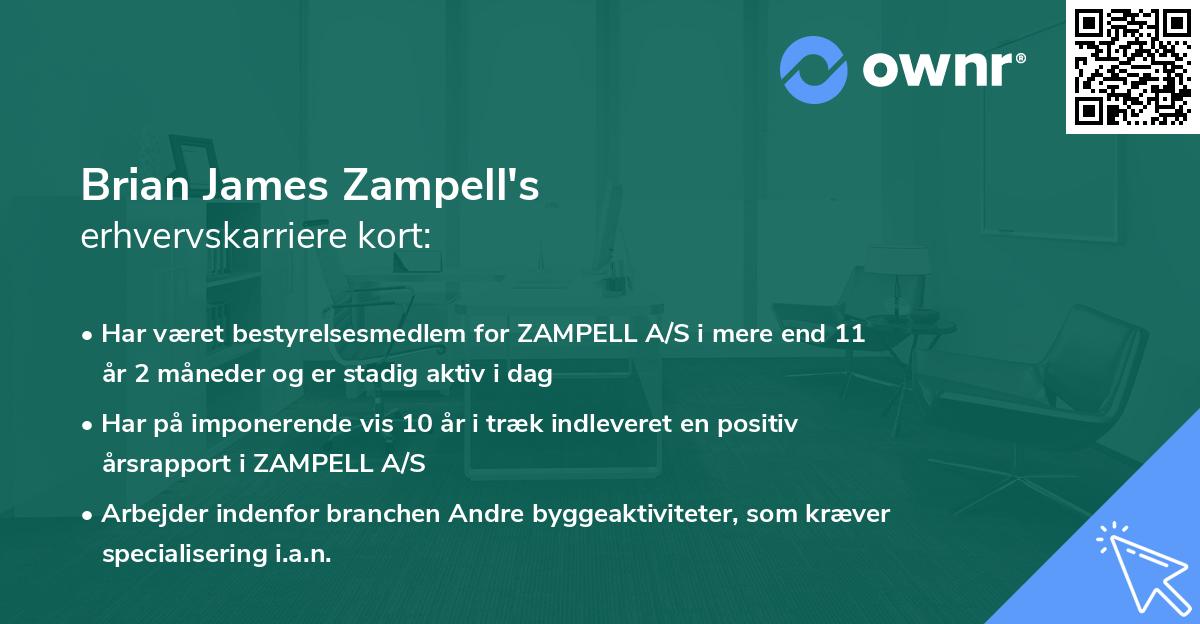 Brian James Zampell's erhvervskarriere kort