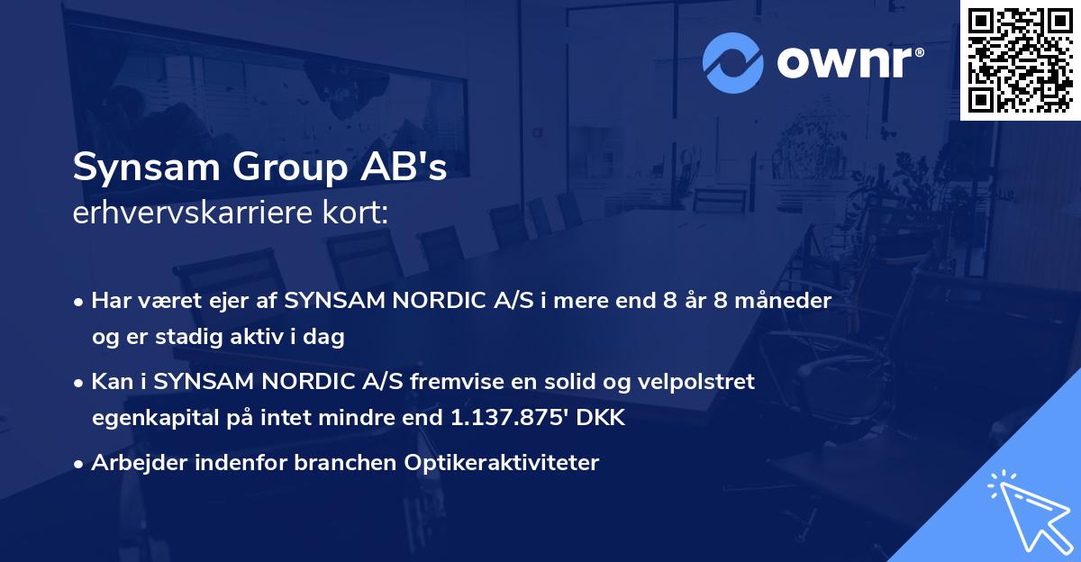 Synsam Group AB's erhvervskarriere kort