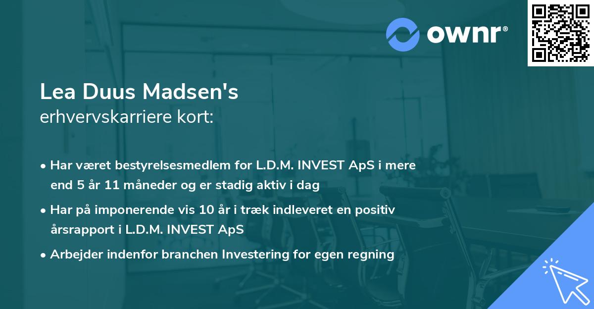 Lea Duus Madsen's erhvervskarriere kort