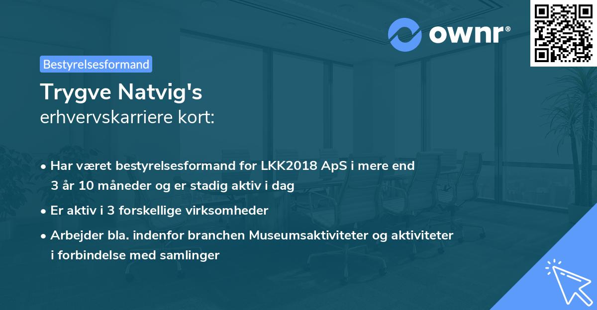 Trygve Natvig's erhvervskarriere kort