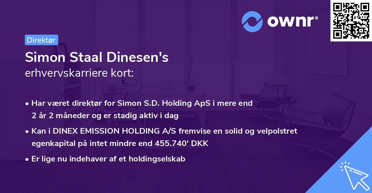 Simon Staal Dinesen's erhvervskarriere kort