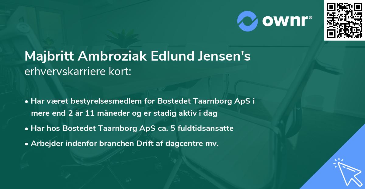 Majbritt Ambroziak Edlund Jensen's erhvervskarriere kort