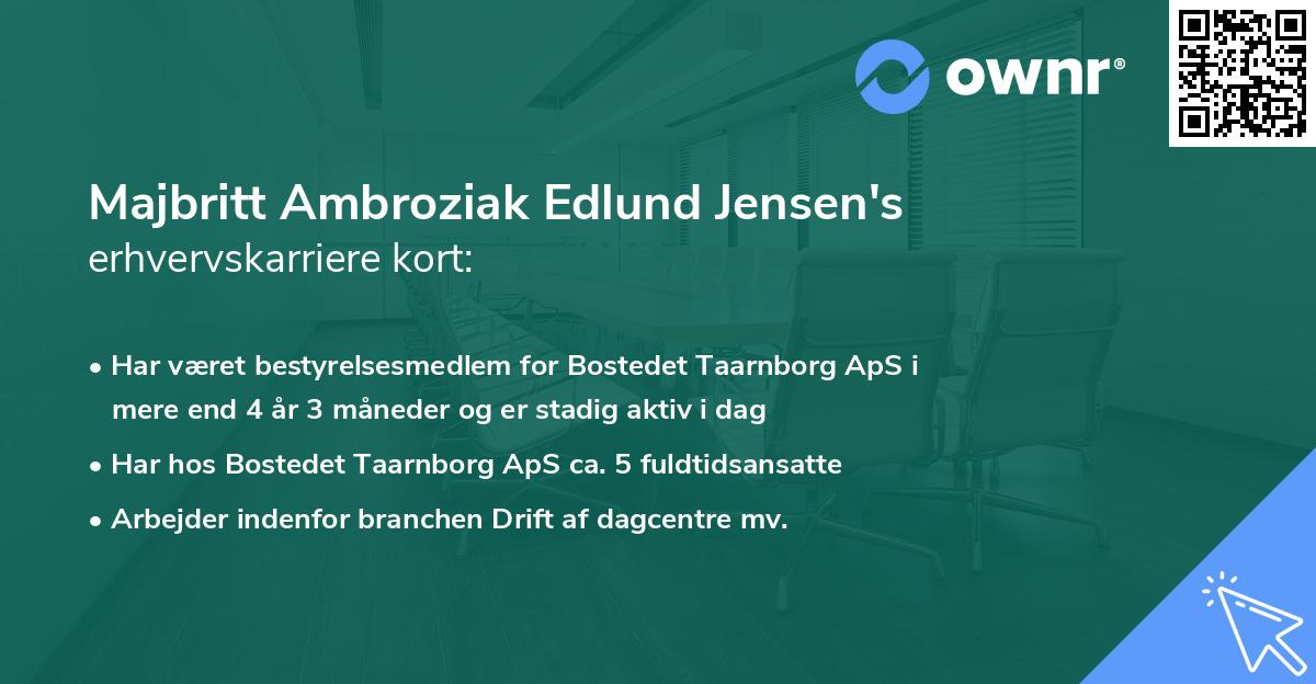 Majbritt Ambroziak Edlund Jensen's erhvervskarriere kort