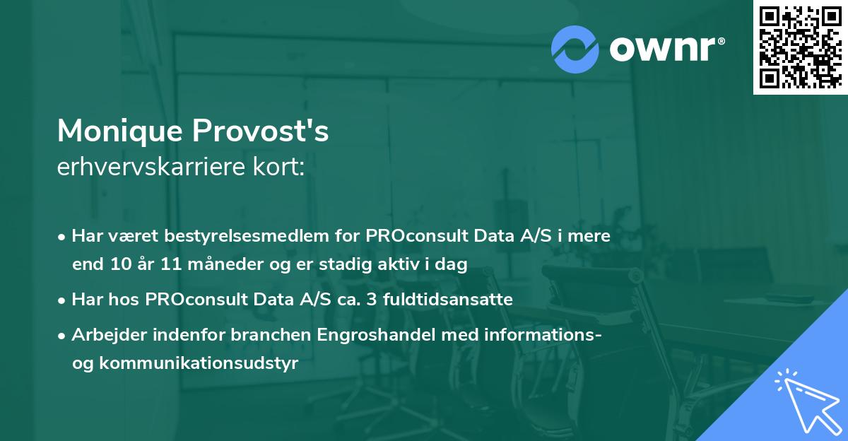 Monique Provost's erhvervskarriere kort