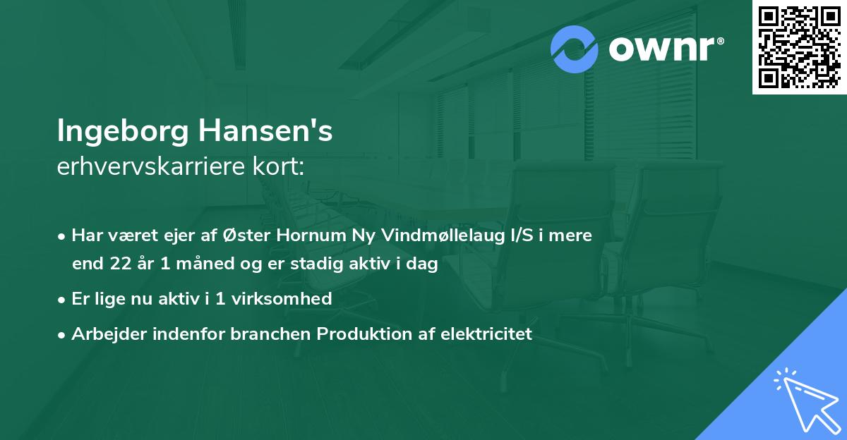 Ingeborg Hansen's erhvervskarriere kort