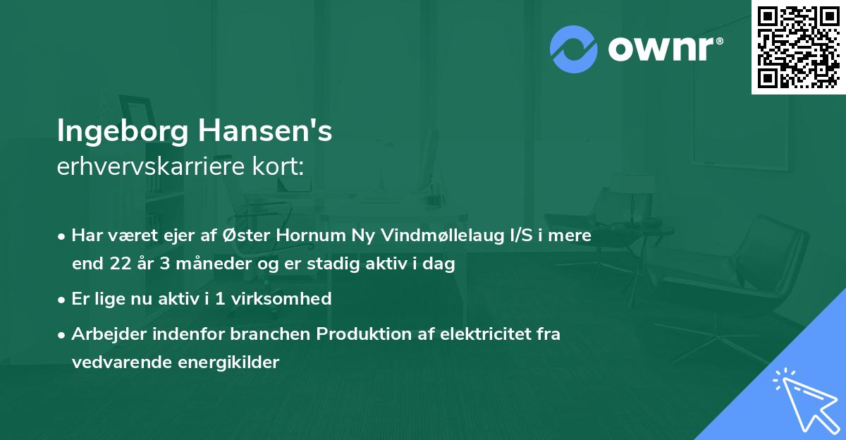 Ingeborg Hansen's erhvervskarriere kort