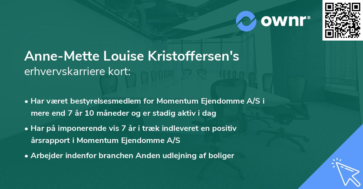 Anne-Mette Louise Kristoffersen's erhvervskarriere kort