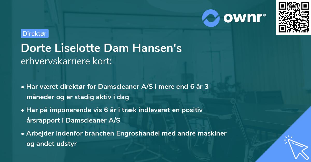 Dorte Liselotte Dam Hansen's erhvervskarriere kort