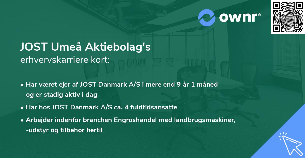 JOST Umeå Aktiebolag's erhvervskarriere kort