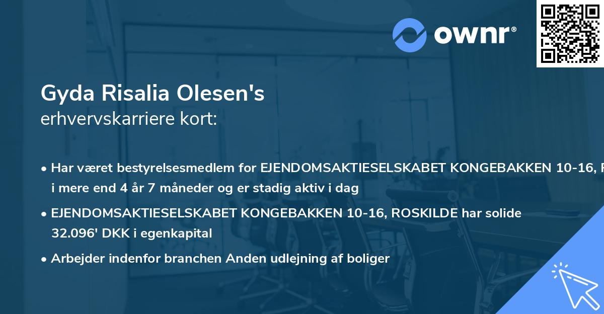 Gyda Risalia Olesen's erhvervskarriere kort