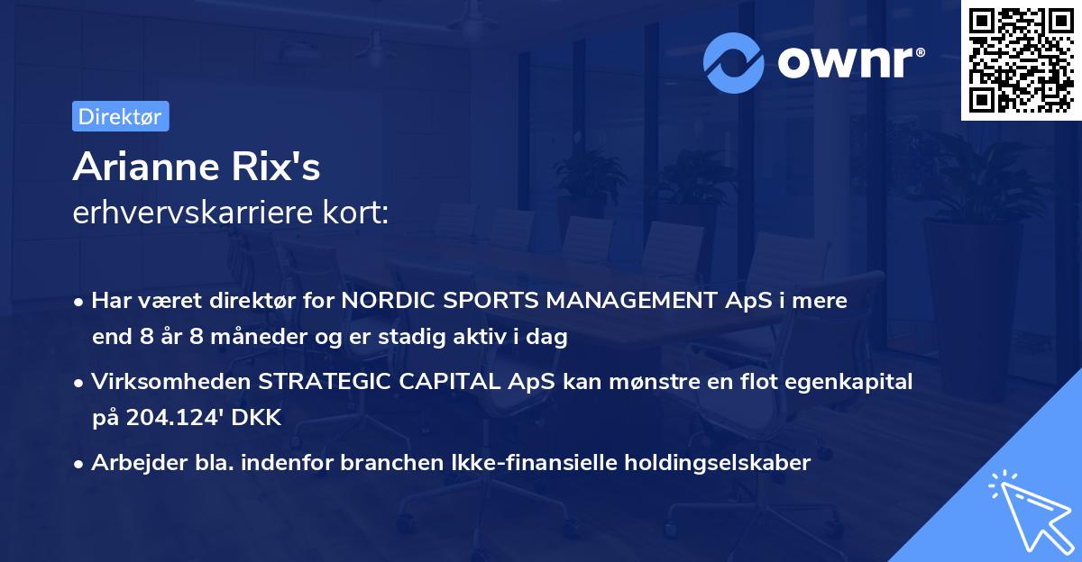 Arianne Rix's erhvervskarriere kort