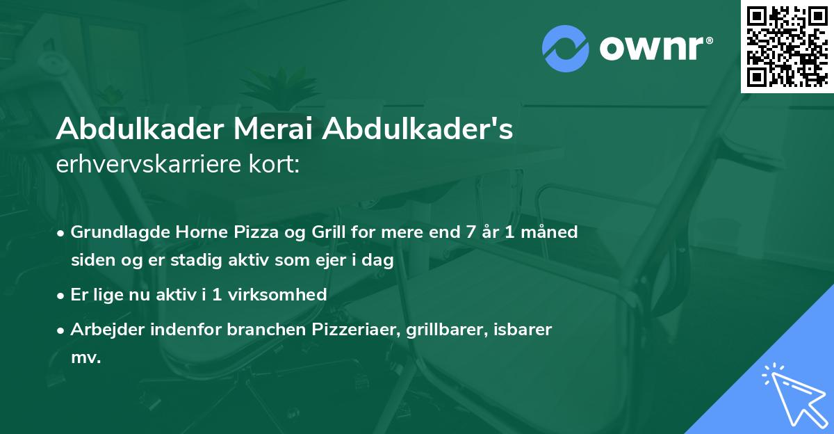 Abdulkader Merai Abdulkader's erhvervskarriere kort