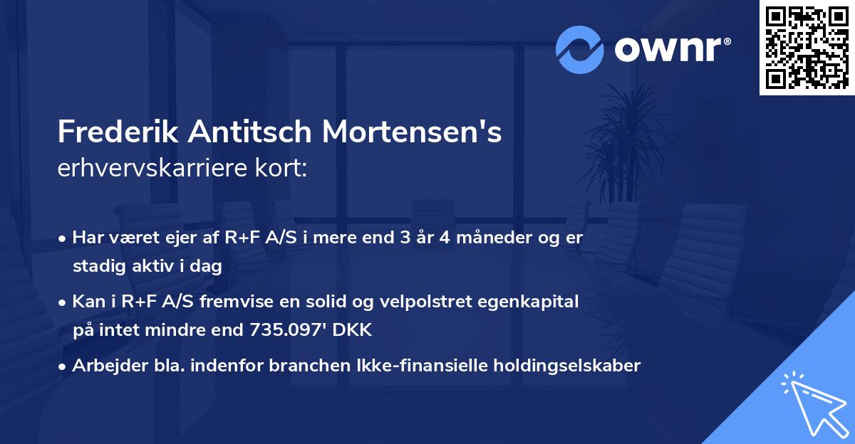 Frederik Antitsch Mortensen's erhvervskarriere kort