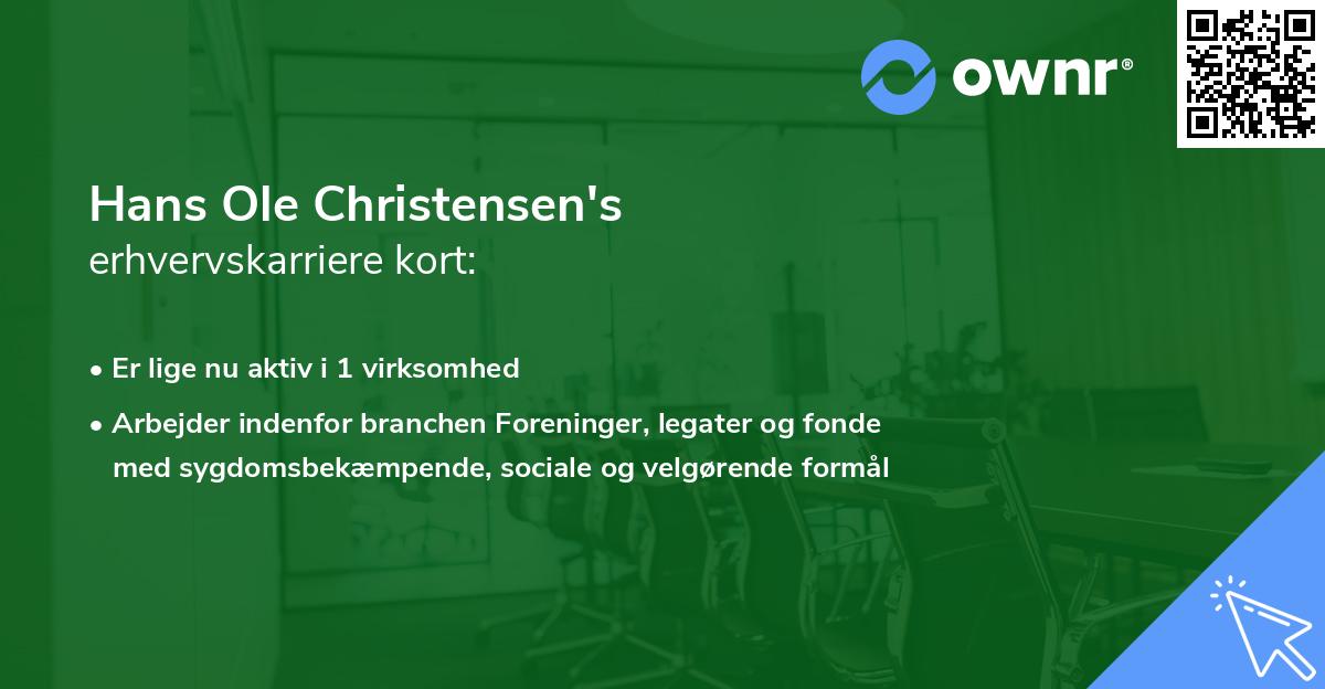 Hans Ole Christensen's erhvervskarriere kort