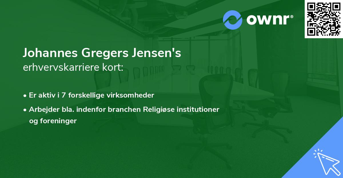 Johannes Gregers Jensen's erhvervskarriere kort