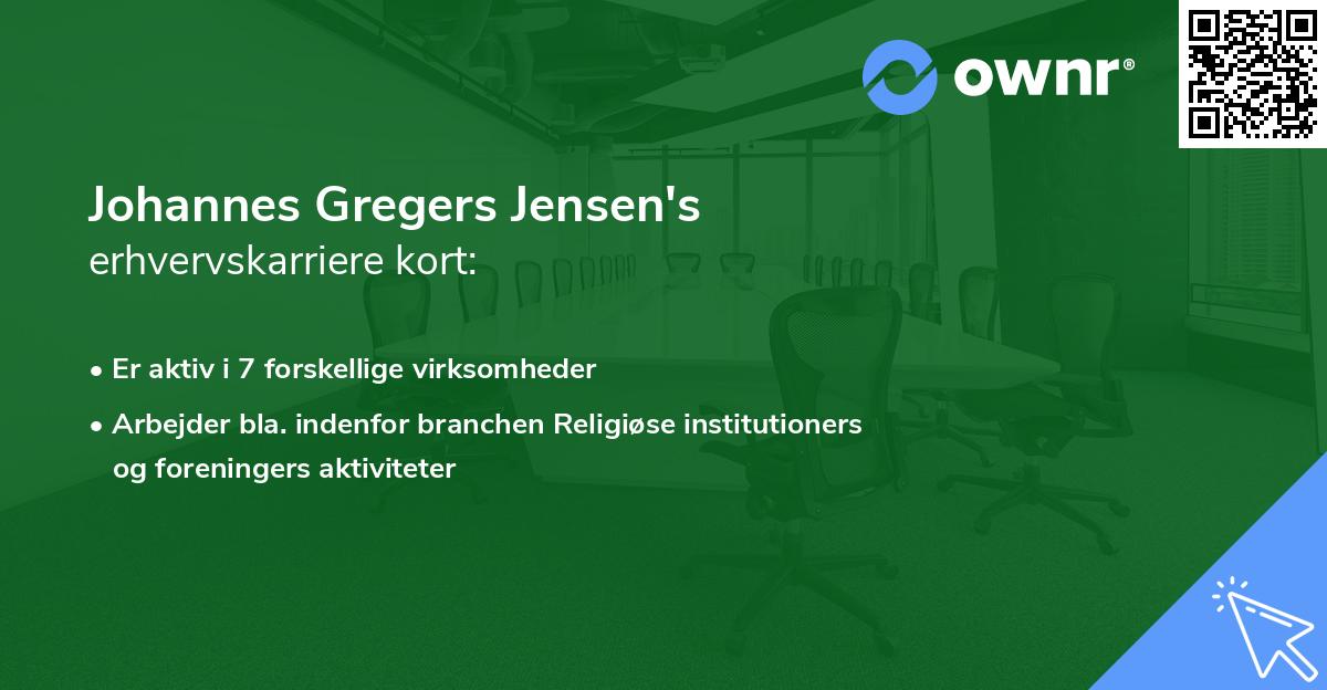 Johannes Gregers Jensen's erhvervskarriere kort